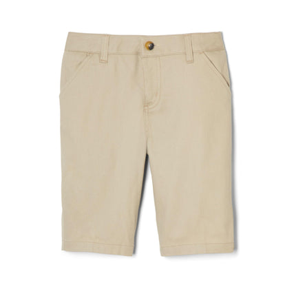 French Toast Women's Adjustable Waist Stretch Twill Bermuda Short, Khaki Beige, 2