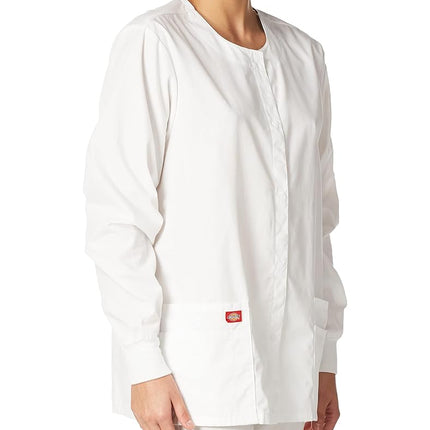 Dickies EDS Signature Scrubs for Women, Snap Front Scrub Jacket in Soft Brushed Poplin 86306, White, 5XL Plus