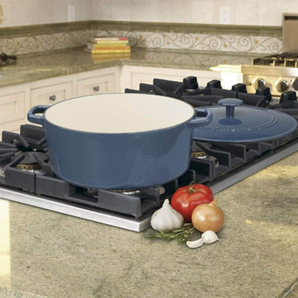 Olla redonda Cuisinart Chef's Classic de hierro fundido esmaltado con tapa (azul provenzal, 7 cuartos de galón)