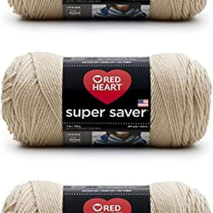 Red Heart Super Saver Pack of 3 - Buff - 7oz/198g - Acrylic - 4 Medium (Worsted) - 364 Yards - Knitting, Crocheting, Crafts & Amigurumi