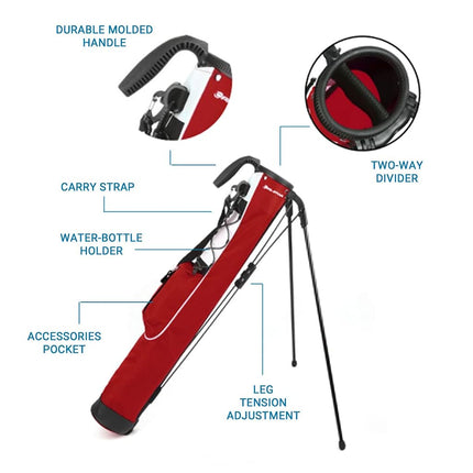 Orlimar Pitch 'n Putt Golf Lightweight Stand Carry Golf Club Bag for Men and Women, Brick Red