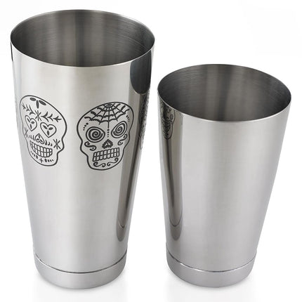 Barfly Skull Cocktail Shaker Tin Set (18 oz and 28 oz),Stainless Steel, Skull,M37009SKU