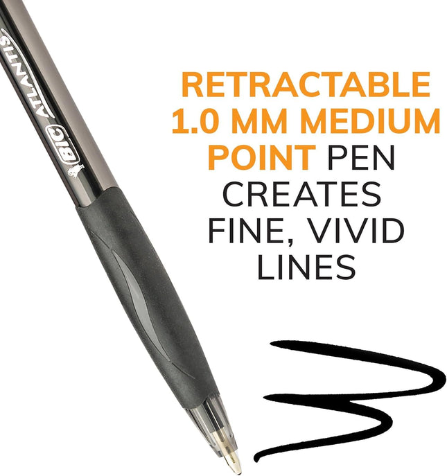 Atlantis Retractable Ball Pen - Blue Ink, Medium(sold in packs of 3)