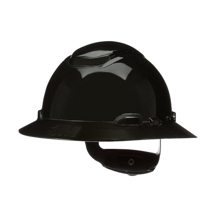 3M SecureFit Full Brim Hard Hat H-812SFV-UV, Black, Vented, 4-Point Pressure Diffusion Ratchet Suspension with Uvicator