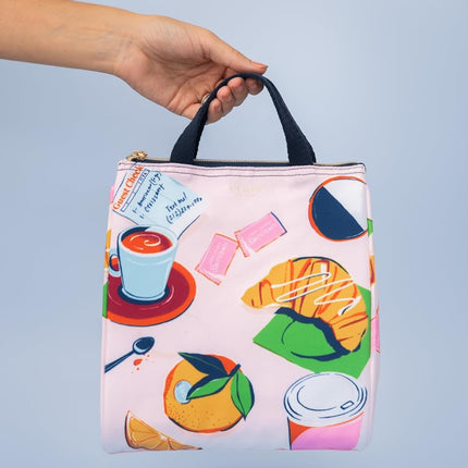 Kate Spade New York Cute Lunch Bag for Women, Large Capacity Lunch Tote, Adult Lunch Box with Silver Thermal Insulated Interior Lining and Storage Pocket, Rise and Shine
