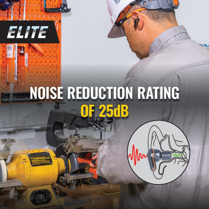 KLEIN TOOLS AESEB2 Auriculares Bluetooth Elite, Tapones para los oídos Inalámbricos Verdaderos, Protección Auditiva NRR 25 DB, 24 Horas de Duración de Batería, Pantalla LED Digital