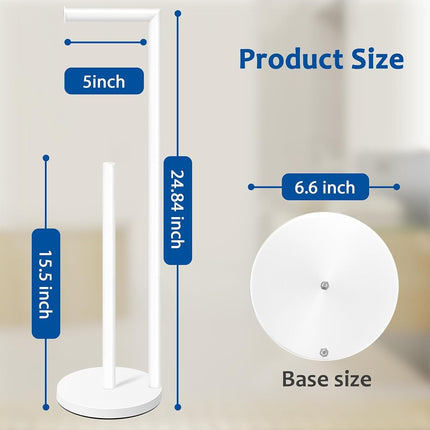 Toilet Paper Holder Stand,Toilet Paper Holder Free Standing,White Toilet Paper Roll Holder for 4 Rolls,Bathroom Toilet Paper Holder with Storage