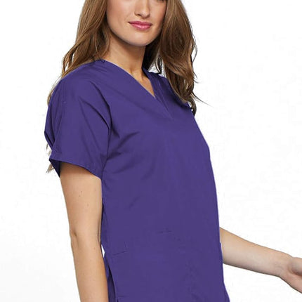 Cherokee Scrubs for Women Workwear Originals V-Neck Top 4700, Grape, XXS