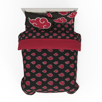 Franco Comforter and Sheet Set, Microfiber, Black-Naruto, 7 Piece Full Size