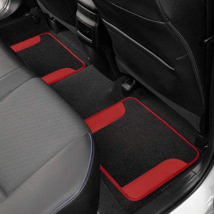 BDK Red All Weather Heavy Duty Universal Fit Car Floor Mats Interior Liners for Auto Van Truck SUV, Heavy Duty All Weather Protection