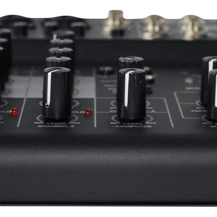 Rockville RockMix 4 4-Channel Mixer with USB Interface, 2-Band EQ, Phantom Power, Loopback Switch, Compact Design, for Recording and Streaming
