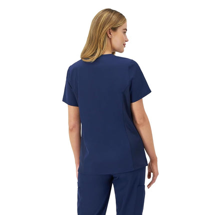 Hanes Women's Scrubs Healthcare Top, Moisture-Wicking Stretch Scrub Shirts, Ribbed Side Panels, Athletic Navy, M