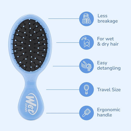 Wet Brush Detangling Brush, Mini Detangler (Sky), Wet & Dry Tangle-Free Hair Brush for Women & Men, No Tangle, Soft and Flexible Bristles for Straight, Curly, and Thick Hair (Pack of 2)