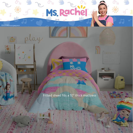 Franco Ms. Rachel Educational Adventures Kids Bedding Super Soft Microfiber Comforter and Sheet Set, 4 Piece Twin Size, (Officially Licensed Product)
