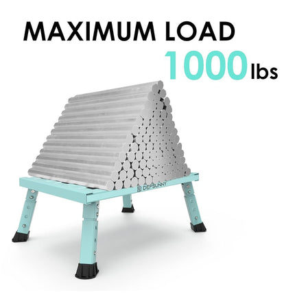 DEPSUNNY Adjustable Height Aluminum RV Step, Stable Foldable Platform Step Stool, Supports Up to 1,000 lb, Non-Slip Rubber Feet and Platform Mat, Easy to Carry (Seafoam Green)