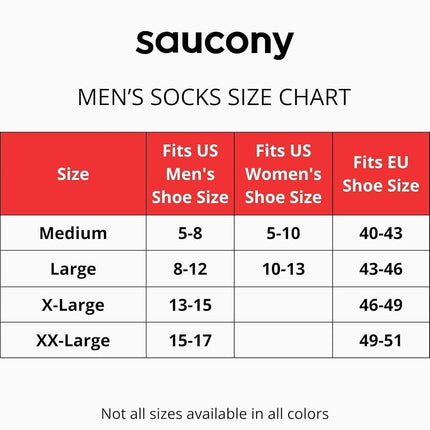 Saucony Men's, Black (6 Pairs), 15-17 Big