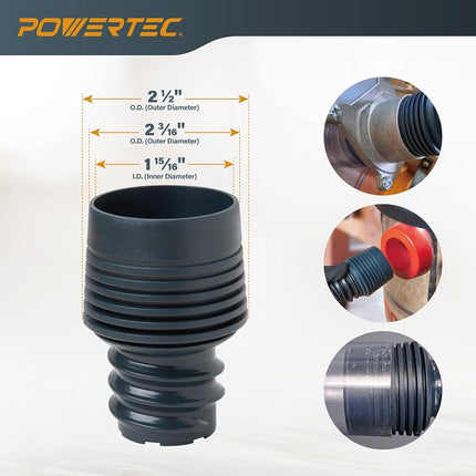 POWERTEC 70355 Dust Collection Hose Kit | 10' Hose with 1 Quick Connector 2-1/4" to 2-1/2" OD and 2 Fittings for Woodworking Power Tools, Wet/Dry Work Shop Vacuums, Miter Saw and Table Saw