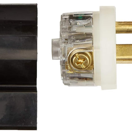 Leviton 5466-CA 20 Amp, 250 Volt, Straight Blade, Angle Plug, Industrial Grade, Grounding, Black-White