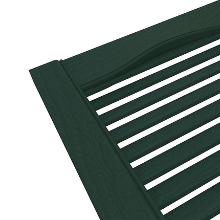 12"W x 43"H Lifetime Vinyl, Standard Cathedral Top Center Mullion, Open Louver Shutters, w/Installation Shutter-Lok's & Matching Screws (Per Pair), Midnight Green