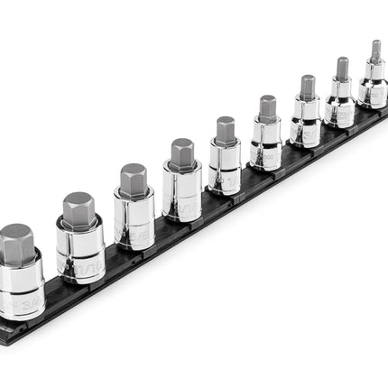 TEKTON 1/2 Inch Drive Hex Bit Socket Set with Rail, 9-Piece (1/4-3/4 in.) | SHB92109