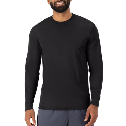 Hanes mensO482LLong Sleeve Cool Dri T-Shirt UPF 50+ (Pack of 2) Long Sleeve Shirt - Black - Medium