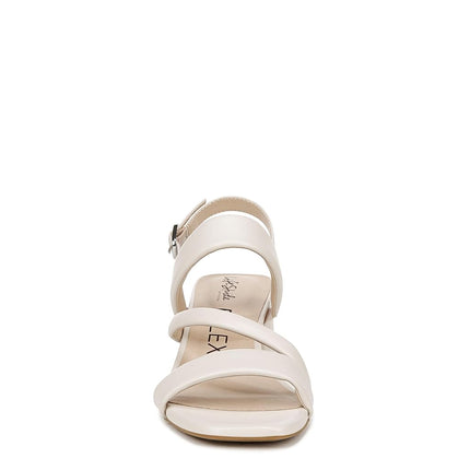 LifeStride Women's Celia Slingback Strappy Dress Sandals Heeled, Bone, 9.5 Wide