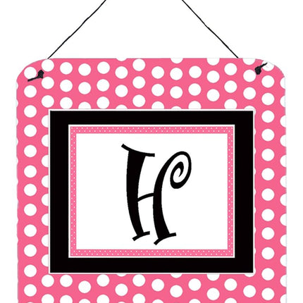 Caroline's Treasures Letter H Initial with Pink/Black Polka Dots Wall or Door Hanging Prints, 6 x 6, Multicolor