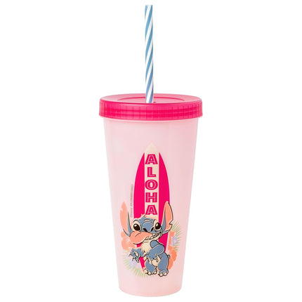 Silver Buffalo Lilo and Stitch Surfboard Floral Pose Set 24oz. 4 Pack Color Change Plastic Tumbler
