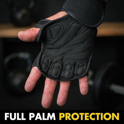 Fit Active Sports New Ventilated Weight Lifting Gloves with Built-In Wrist Wraps, Full Palm Protection & Extra Grip. Workout Grips for Pull Ups, Cross Training, Fitness, & Weightlifting. Men & Women