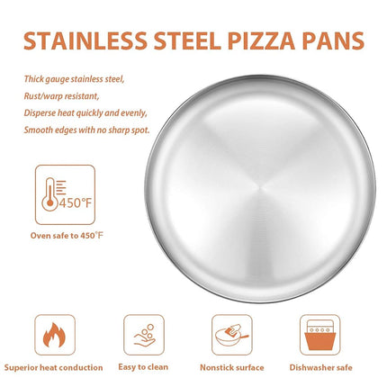 Stainless Steel Pizza Pan 13 inch - Deedro Round Pizza Tray Pizza Baking Sheet, Nontoxic Pizza Pan for Toaster Oven, 2 Pack 4 Pack Silver
