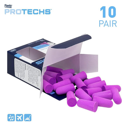 Flents Quiet Time Ear Plugs/Earplugs, 10 Pair, Case Included, NRR 33, Made in The USA, Purple