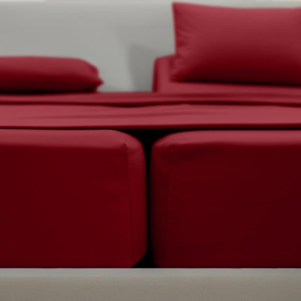 Elegant Comfort Luxurious 1500 Premium Hotel Quality Microfiber Three Line Embroidered Softest 5-Piece Bed Sheet Set, Wrinkle and Fade Resistant, Split King, Burgundy