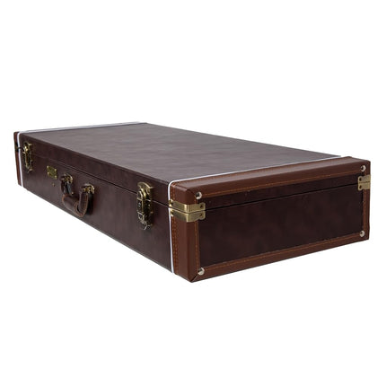 Crossrock Wooden Rectangular Case for F-style mandolas by Gibson and Eastman, with Interior Compartment-Stainless Steel Latches, Sponge Lining, Metal Feet-Vintage Brown (CRW620MLBR-R)