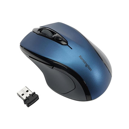 Kensington Pro Fit Wireless Mouse - Mid-Sized 5-Button Optical Home Office Wireless Mouse with Ergonomic Right-Handed Shape and Plug & Play Set Up - Compatible with Windows & MacOS - Blue