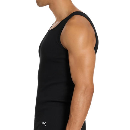 PUMA Men's 5 Pack Cotton Rib Tank Top, Black, Large