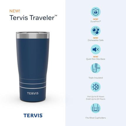 Tervis Traveler Kelly Ventura Colección Floral Vaso Térmico Aislado de Triple Pared, Mantiene Bebidas Frías y Calientes, 20 oz - Acero Inoxidable, Posy