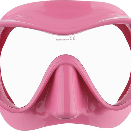 Cressi F1 Frameless Diving Mask - Anti-Fog Tempered Glass Snorkel Mask - Silicone Skirt for Secure Scuba Fit - Adjustable Buckles for Diving & Snorkelling - Pink - One Size
