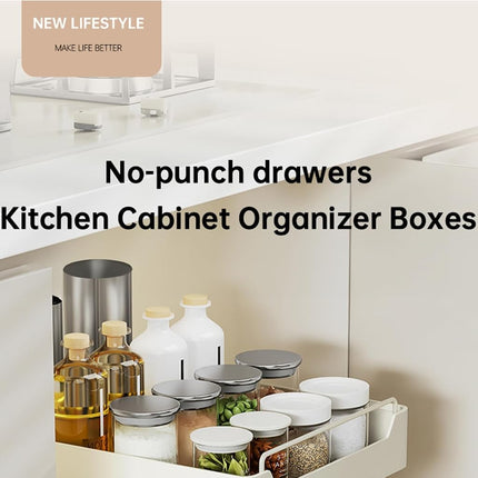 MilleLoom Pull Out Cabinet Organizer, Slide Out Pantry Shelves with Nylon Adhesive, Heavy Duty Sliding Drawer Pantry Shelf for Pantry Kitchen Home Bathroom Under Sink