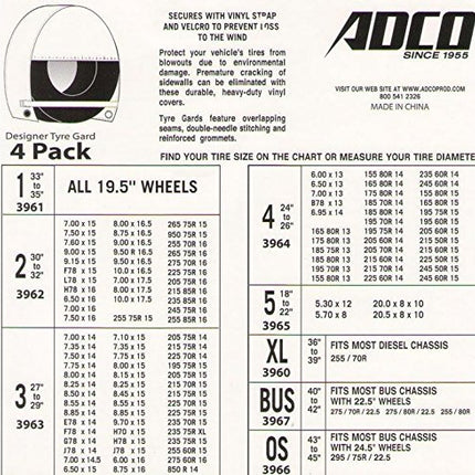 ADCO 3960 Designer Series Tan Tyre Gard Wheel Cover,36" - 39"