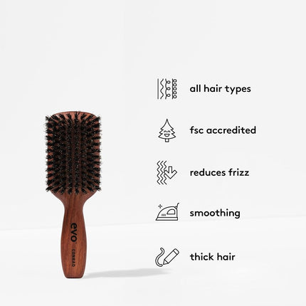 Evo Conrad Boar Bristle Paddle Brush for Long, Wavy, Thick & Curly Hair
