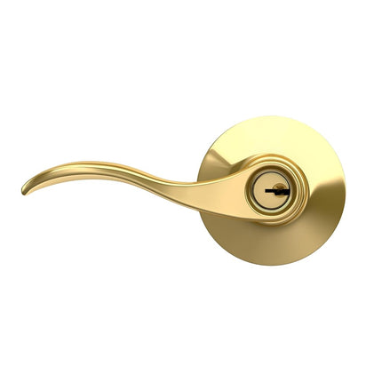 Schlage F51A Acc 605 Accent Keyed Entry Lever, Bright Brass