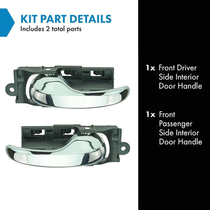 TRQ Door Handle Front Inner Inside Chrome Pair Set for Ford F150 F250LD