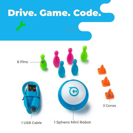 Sphero Mini Blue Coding Robot Ball for Kids | Fun STEM & AI Learning and Gaming | For Ages 8+ | Tabletop Friendly