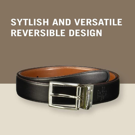 Perry Ellis Men's Portfolio Amigo Reversible Leather Belt, Stitched Edges, Durable, 1.5” Width (Available in Big & Tall), Luggage Brown, 30