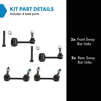 TRQ Sway Bar Link Set Compatible with 16-22 Dodge Durango 16-19 Jeep Grand Cherokee
