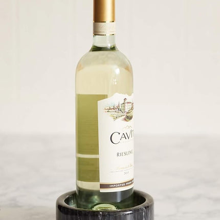 Fox Run 48757 Black Marble Wine Bottle and Glass Stand, 5 x 5 x 2 inches