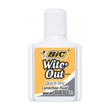 BIC , Wite-Out, Correction Fluid With Foam Applicator, Quick Dry, White, Pack Of 12