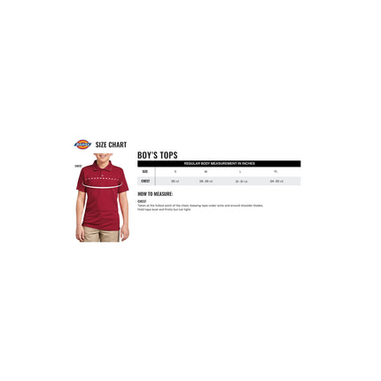 Dickies Boys' Short Sleeve Pique Polo, English Red, X-Small