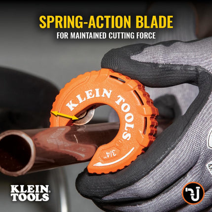Klein Tools 50056 C-Style Copper Tubing Pipe Cutter Tool, 3/4-Inch Cutting Capacity, Ultra-Compact for Tight Spaces, Free-Spinning Rollers