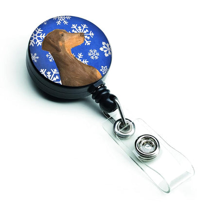 Caroline's Treasures Doberman Winter Snowflakes Holiday Retractable Badge Reel, Multicolor (SS4617BR)